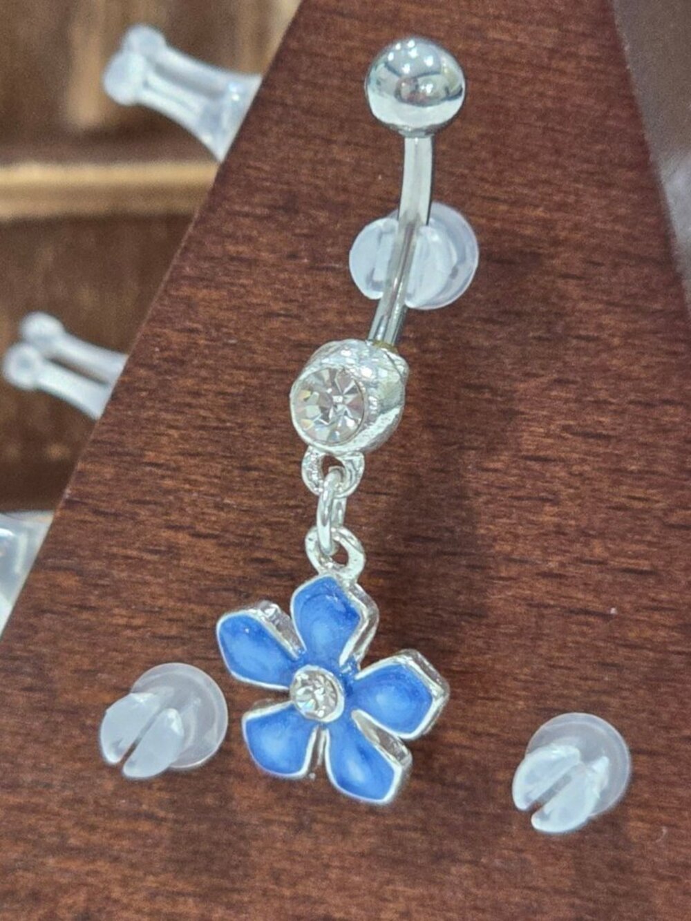 Painful Pleasures ✦ Blue Enamel Flower Navel Ring ✦ 14G Surgical Steel NWT - Picture 3 of 5